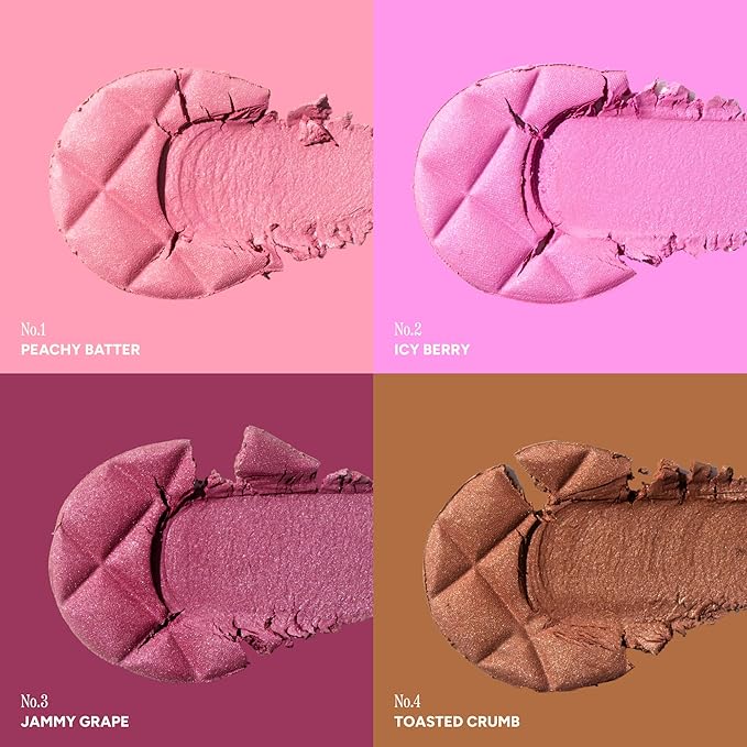 UNLEASHIA Dough Dough Waffle Blush Blush, Pressable Bouncy Jelly Texture, Cream-to-Powder Blush with Shimmer, Lightweight & Long-Lasting, Glowy Radiant Cheeks (No.2 Icy Berry)