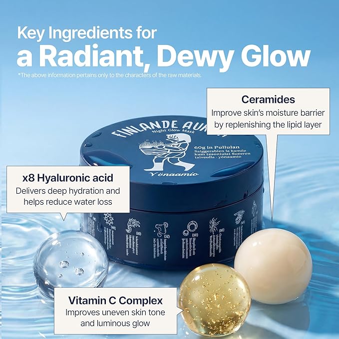 Aurora Glow Capsule Overnight Mask | Overnight Recovery for Glow, Radiance & Glass Skin | Hydrating & Brightening Mask with Vitamin C, Ceramide & 8 Hyaluronic Acids | Korean Skincare (2.1 fl oz)
