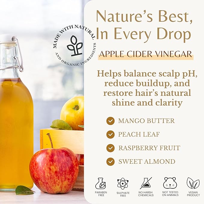 Edenika Botanicals Apple Cider Vinegar Shampoo, Deep Cleans, Clarifies, Detoxes Scalp & Hair, Balances pH, Botanical, Sulfate & Paraben Free, 16 fl oz Each
