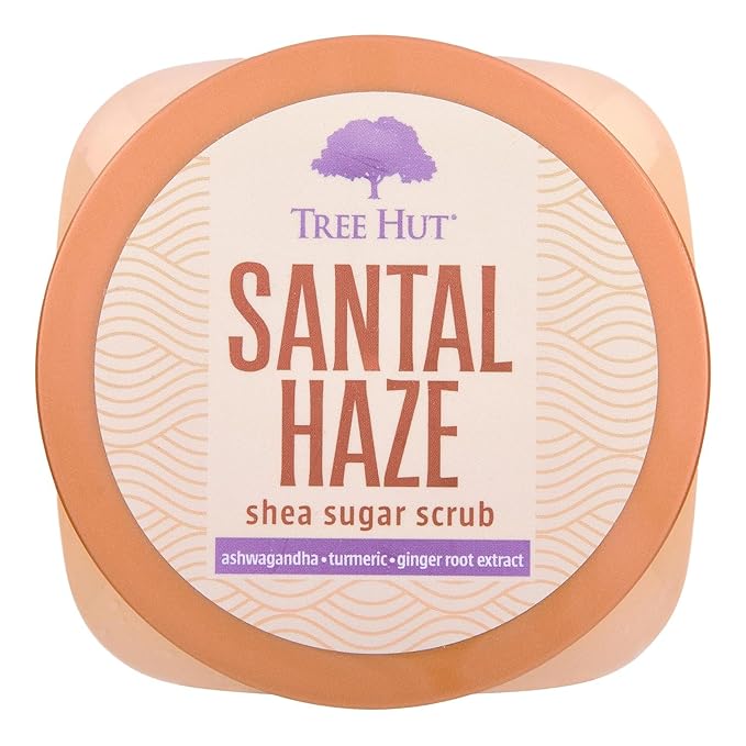 Tree Hut Santal Haze Body Scrub, Exfoliating & Hydrating Sugar Scrub with Shea Butter & Essential Oils, Smooth Skin, Body Exfoliator For All Skin Types, Self Care Gifts for Women, Vegan, 18 Oz