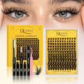 QUEWEL Lash Clusters Kit, 144PCS Natural Lash Custers with Lash Bond and Seal, C Curl Wispy Cluster Lashes Natural Look with Thin Band Easy to use for Beginners (DJ-FD-F)