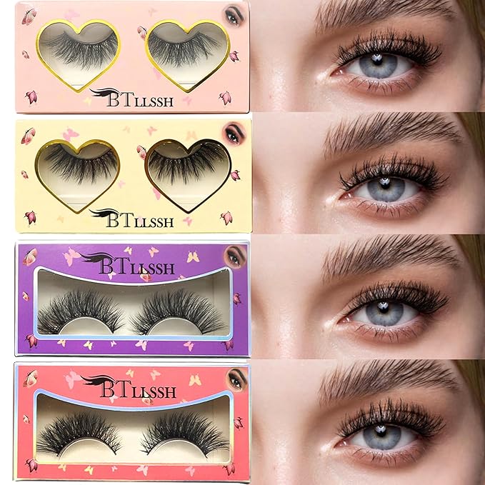 24 Pairs Cross Artificial eyelashes Fluffy False Eyelashes 4 Style Natural Look Volume Lashes Handmade Full Strip Dramatic 3D Lashes Makeup At home