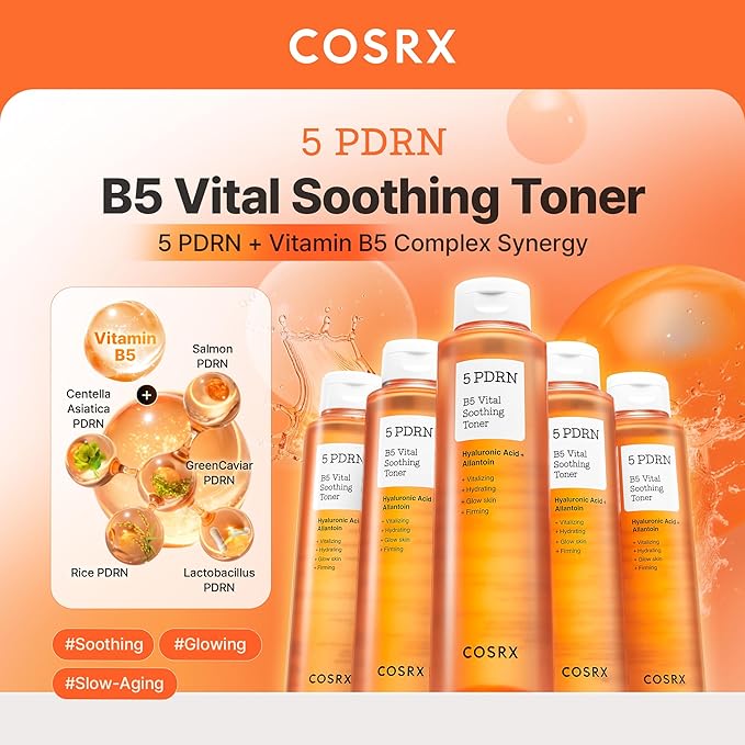 COSRX 5 PDRN B5 Vital Soothing Toner - Korean Toner for Rejuvenating & Soothing Skin with Salmon DNA, Centella, Lactobacillus PDRN & Panthenol, Mothers day gift for Mom, Korean Skin Care 9.46 fl.oz.