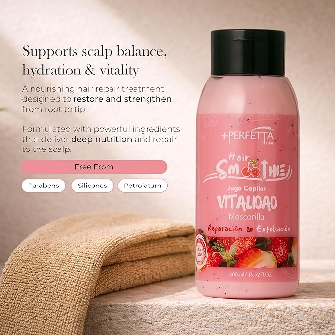 Hair Smoothies Mask - Deep Conditioning Treatment for Dry, Damaged Hair | Hydrates, Repairs & Gently Exfoliates with Natural Oils & Vitamins (Vitality)