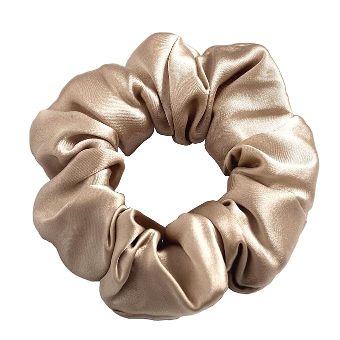 SALE!! 100% Pure Mulberry Silk Scrunchies - 16 Momme Satin Hair Ties for Women, Girls with Curly, Thick or Thin Hair (1, 03 apricot)