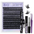 B&Q Flora Lash Clusters Kit Feath5D Wispy Lashes Clusters Wide Band Full Cluster Eyelash Extensions C Curl 8-18Mix Feather Light Medium Volume Fluffy Eyelash Clusters Kit for Wispy Look（Feath5D01 Kit）
