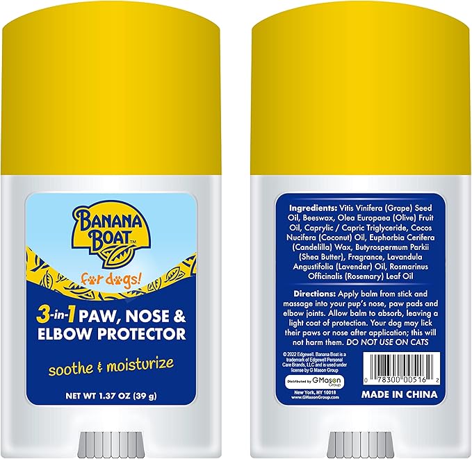 Banana Boat Nose, Paw & Elbow 3-in-1 Sun Balm Sun Protector for Dogs, 1.37 oz.