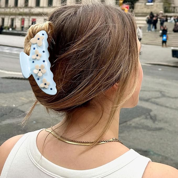 HAIMEIKANG 2 PCs Acrylic Bow Hair Claw Clips for Women - Cute Banana Non-Slip Strong Hold Barrettes Y2K Hair Clips for Thick Thin Hair