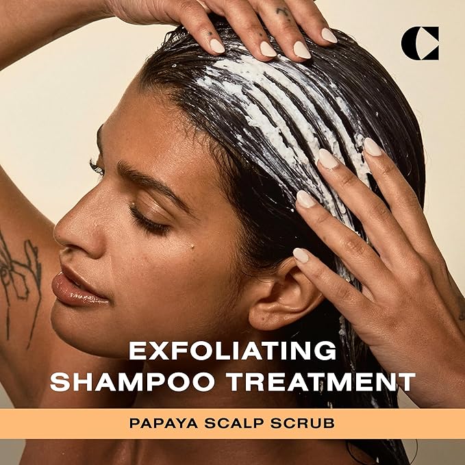 Ceremonia Papaya Scalp Scrub Exfoliating Shampoo Treatment | Exfoliates & Detoxifies Scalp with Papaya Enymes and Pink Salt | Removes Build Up, 1.69 fl oz