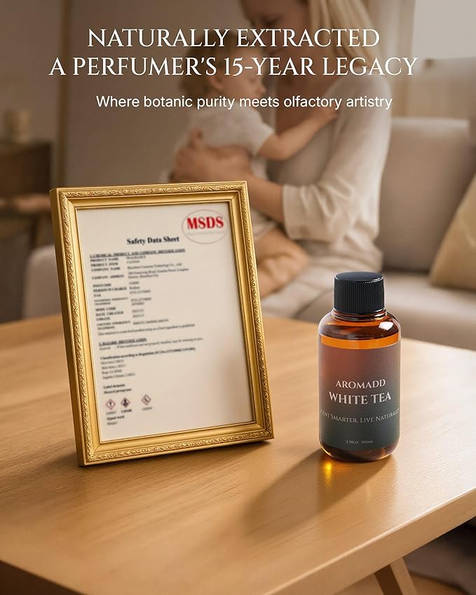 Aromadd Aromadd White Tea Diffuser Oil Inspired by Luxury Hotel Scent, Essential Oils for Waterless Diffuser, White Tea & Bergamot, Long-Lasting & Natural Home Fragrance - 3.38 fl oz (100 mL)