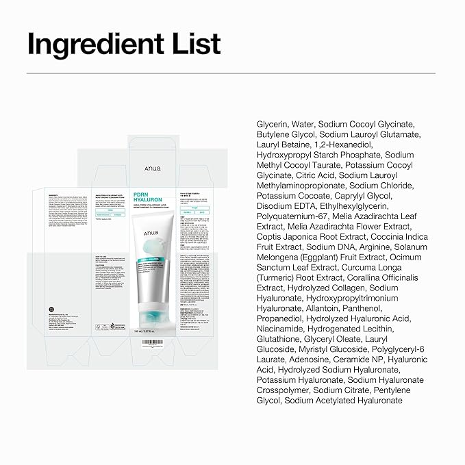 ANUA PDRN Hyaluronic Acid Moisturizing Cleansing Foam, Daily Gentle Face Wash for Dry Skin, Hydrating Facial Cleanser with PDRN, Barrier Repair & Glass Skin, Korean Skincare, 5.07 fl oz.