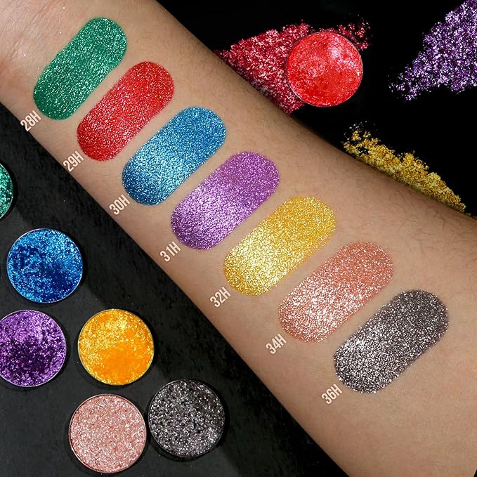 Afflano Multichrome Black Glitter Eyeshadow, Single Shimmery Black Eye Shadow Iridescent Sparkly, Smokey Goth Metallic Eye Makeup Pigmented, Waterproof Vegan Formula Monochrome Eyeshadow for Party