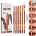 Pudaier Matte Lip Liner Set for Women, Long-Lasting Lip Makeup, Smooth LipLiner Kit with 6 Colors Lipliner & Sharpener, Waterproof Lip Liner Pencil for Defining & Filling Lips, Nude-Brown