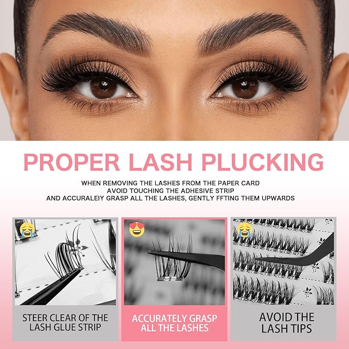 Glue-Free Wispy Lash Clusters Kit, 90 Pcs Individual Eyelash Clusters- DIY Lash Extension Kit with eyelashes Tweezers, Natural Fluffy Fake Lashes, Beginners Friendly (Nova(10-18mm/80PcS) C Curl))