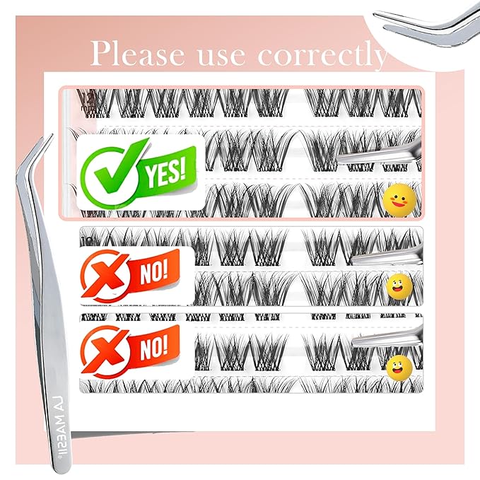 La Maesii Self Adhesive Eyelashes, No Glue Clear Band Eyelashes Natural Individual Press On Lashes,10-14mm Wispy Clear Band Self Adhesive Lash Clusters Kit with Eyelash Tweezers（Kit-133）