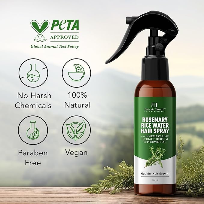 Botanic Hearth Rosemary and Rice Water Spray for Hair Growth - 6.8oz | Korean Scalp Treatment for Thinning, Hair Regrowth, Anti-Itch, Hair Spray for Women and Men, Sulfate & Paraben Free