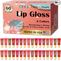 AZEN 60 Pack Lip Gloss Set, Color Lip Oil for Dry Cracked Lips Moisturizing Hydrating Nourishing with Vitamin E, Mothers Day Gifts for Women