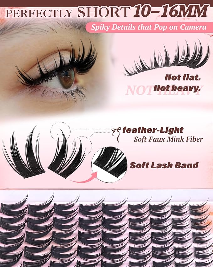 Bunny Lash Clusters Manga Eyelash Clusters Wispy Anime Cluster Eyelash Extensions Wet Look Cluster Lashes 10-16mm Fairy C Curl DIY Lash Extensions Spiky Individual Lashes 90 Pcs by Vanssymunlin