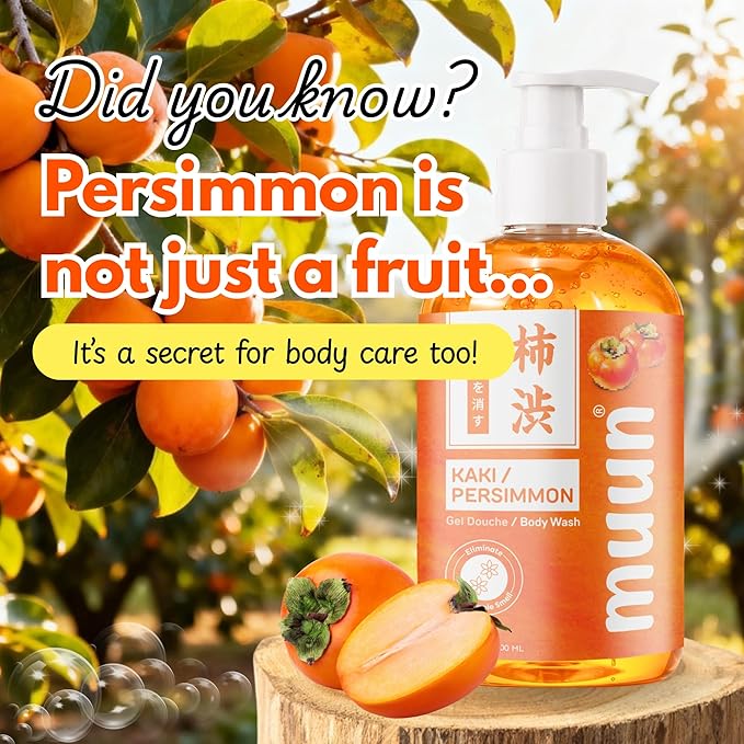Muun Persimmon Body Wash For Old People Smell, Odor Control - Japanese Purifying Deodorant Soap, Deodorizing Body Wash, Smooth Deeply Cleansing - Body Odor Eliminator