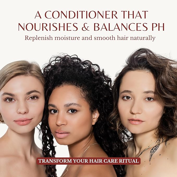 Edenika Botanicals Apple Cider Vinegar Conditioner Infused with Peach & Raspberry Oil, Hair Detangler & Hydration, ACV Hair/Scalp pH Balancing, For Locs & Curly, All Hair Types, Sulfate-Free, 16 fl oz