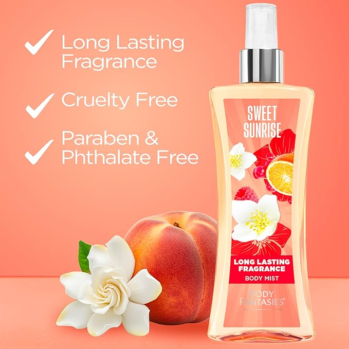 Body Fantasies Signature Fragrance Body Spray, Sweet Sunrise, 8 fl oz (Pack of 2)