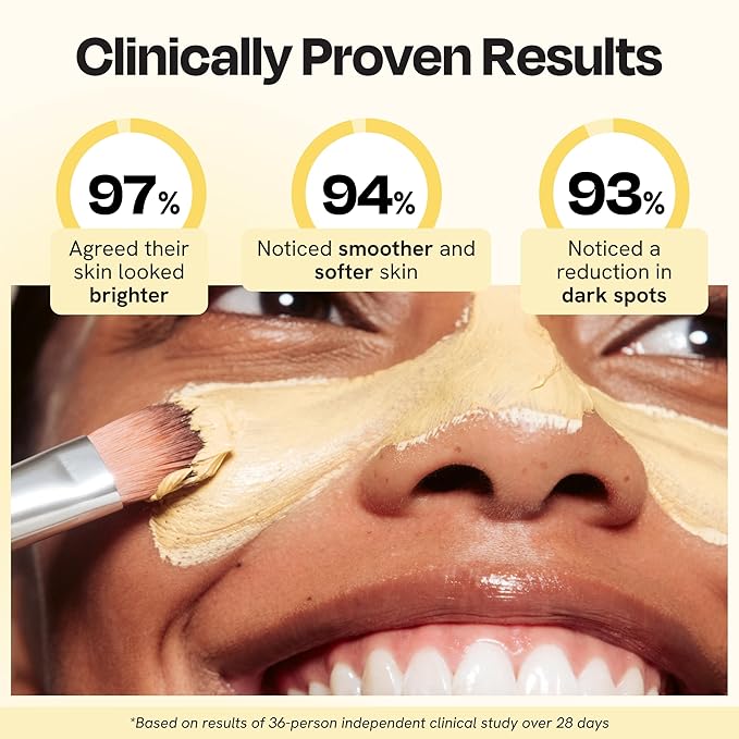Gleamin Vitamin C Clay Mask for Dark Spots - Brightening Clay Face Mask with Turmeric, Deep Cleansing & Pore Refining Treatment, Helps Improve Uneven Tone & Post-Blemish Texture, 5 oz Up to 40 Uses