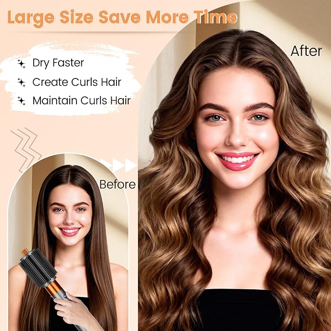Upgraded Large Round Volumizing Brush Attachment for Dyson Airwrap HS01/05/08, Round Brush for Dyson Air wrap Accessories for Straighten Fast Dry Big Curls Add Volume