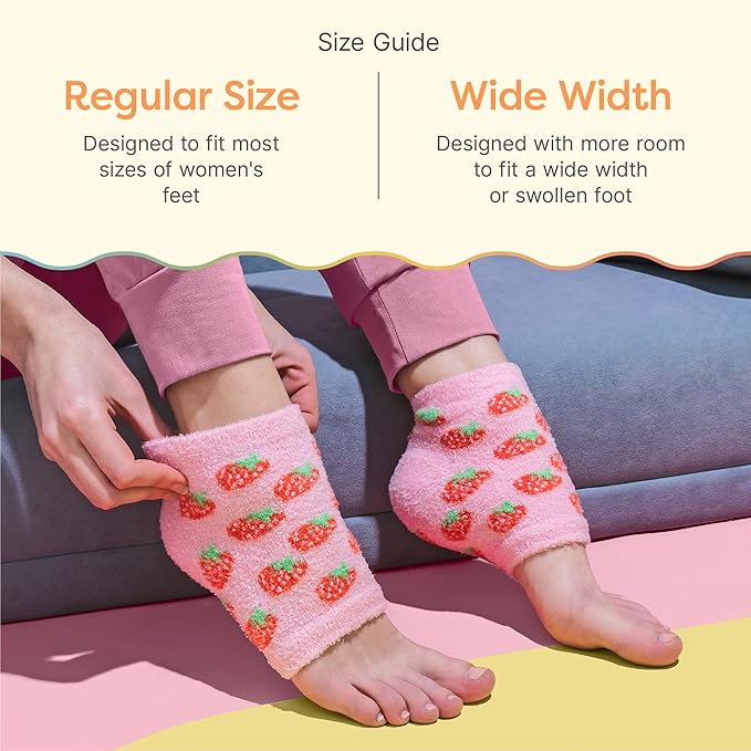 ZenToes Moisturizing Socks for Cracked Heel Treatment, Vitamin E, Olive Oil and Jojoba Oil Infused Heel Socks, Spa Gifts for Women, Mothers Day Gifts (Pink Strawberries, Regular)