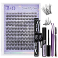 B&Q Lash Clusters Kit Wispy Fluffy - Feath5D 07 Eyelash Clusters Kit with Glue & Tools, Feathered Lightweight Lash Kit, 8-18mm C Curl Waterproof False Lashes