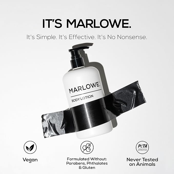 MARLOWE. Body Lotion for Men, 15 oz Pump, Hydrating & Nourishing Daily Moisturizer for Dry Skin, Non-Oily, Clean Vegan Formula with Aloe Vera & Amino Acids, Original Fresh Sage & Fir Scent