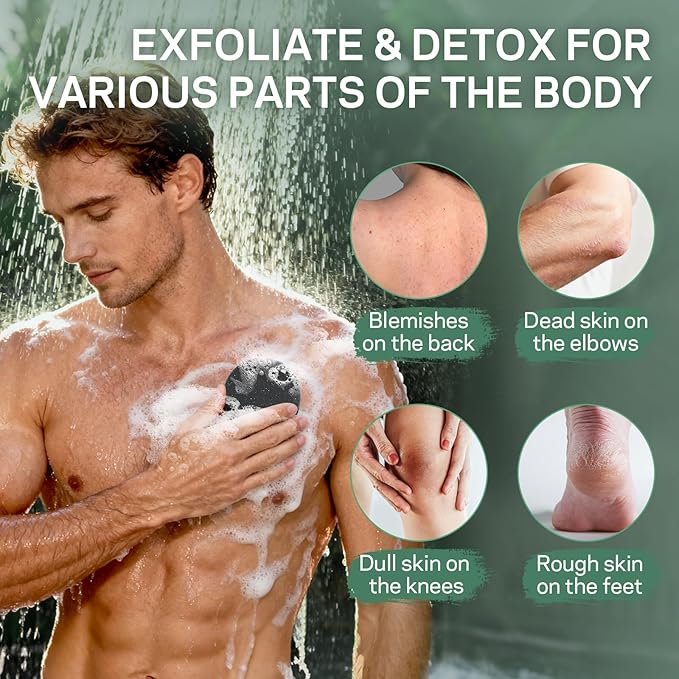 Exfoliating Body Scrub Soap Bar, 2 Pack Eucalyptus & Charcoal Soaps, Dead Sea-Salt Exfoliating Soap for Men & Women, Detox Cleansing, Smooth & Soften Skin