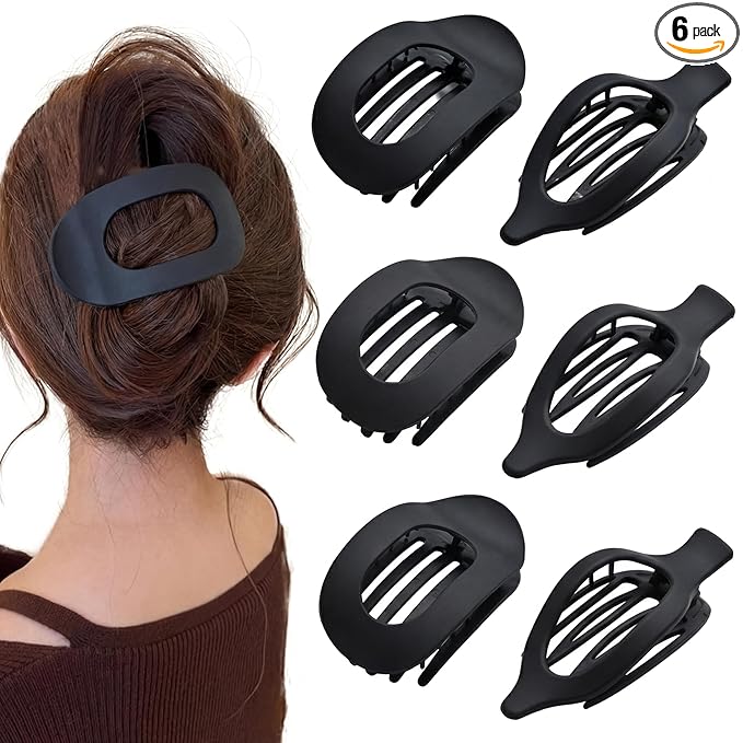 Flat Claw Clips for Women, Large Duckbill French Hair Clips, 6 Pack Non-Slip Matte Hair Accessories for Thick & Thin Hair
