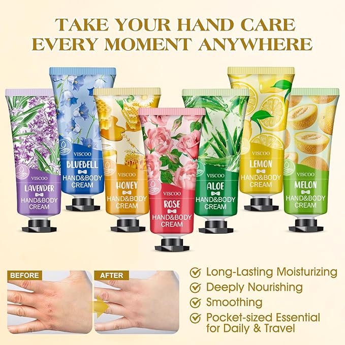 VISCOO 84 Pack Hand Cream Gifts Set for Women, Teacher Appreciation Gift / Graduation Gifts, Moisturizing Mini Hand Lotion Travel Size for Dry Cracked Hands, Birthday Gift