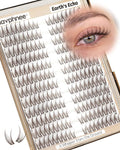 Cat Eye Brown Lash Clusters 8-12MM Natural Eyelash Clusters Pre-Mapped Fairy Cluster Eyelash Extensions Beginner-Friendly Wispy Cluster Lashes CC-Curly Clear Band Individual Lashes Short Extensions