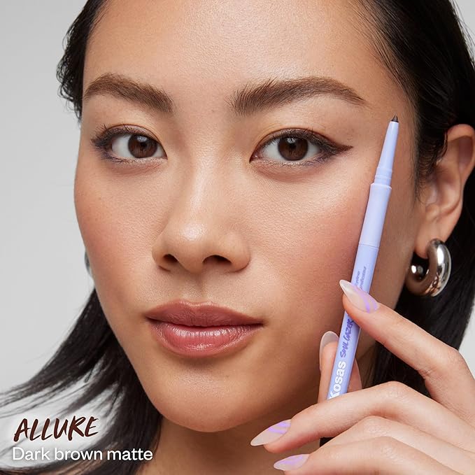 Kosas Soulgazer Gel Eyeliner (Allure) - Waterproof, Smudge-Proof Pen with Hyaluronic Acid - Retractable Eyeliner Pencil with Sharpener & Smudger, Long-Lasting - Dark Brown Matte