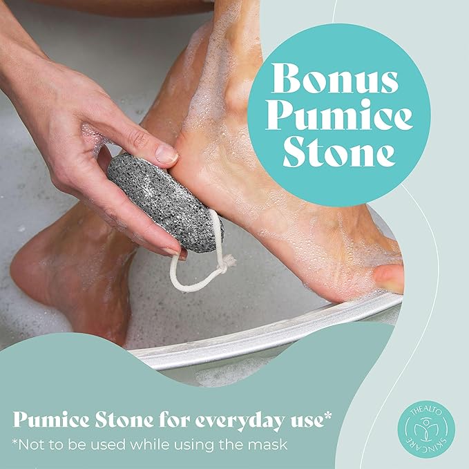 Foot Peel Mask with Pumice Stone, 2 Pack - For Dry, Cracked and Calloused Feet-Peppermint Scent - With Plant Extract for Baby Soft Feet - Home Spa Treatment