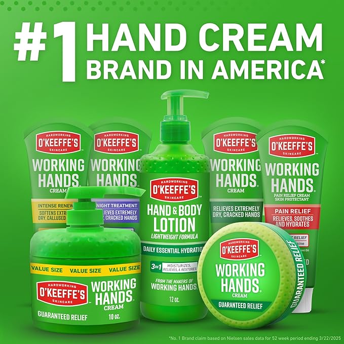 O'Keeffe's Working Hands Intense Renewal Hand Cream with Urea, 3 oz Tube (Pack of 2) – Softens & Smooths Extremely Dry, Callused Hands
