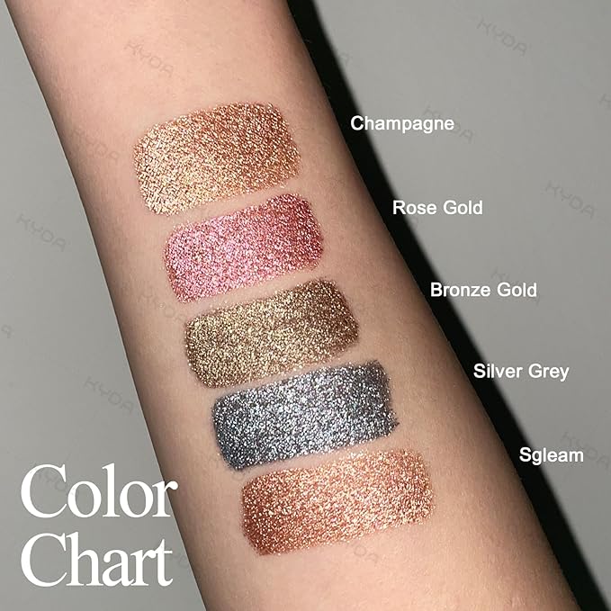 KYDA Liquid Glitter Eyeshadow, High Pigment Red Orange Metallic Glittery Finish, Soft Lightweight Creamy Formula, One-Swipe Coverage, Long-wearing Crease-Resistant Eyes Glitter Makeup, 0.25oz