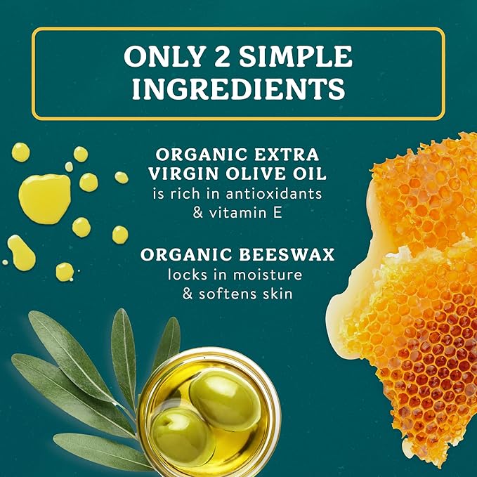 Badger Balm Unscented, 100% Organic Olive Oil & Beeswax, Fragrance Free Hand Cream, Long Lasting Sensitive Skin Moisturizer, 2 oz Tin