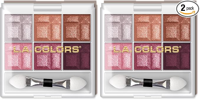 L.A. COLORS 6 Color Eyeshadow, Delicate CES463 (Pack of 2)