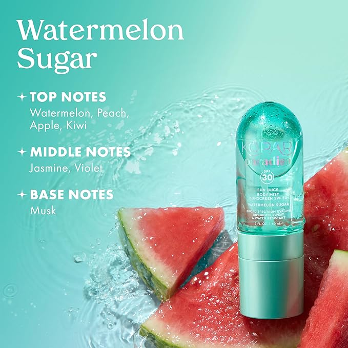 Kopari Paradiso Sun Juice SPF 30 Body Mist – Watermelon Sugar | Clear Non-Sticky Broad-Spectrum Sunscreen Mist, 80-Min Water-Resistant