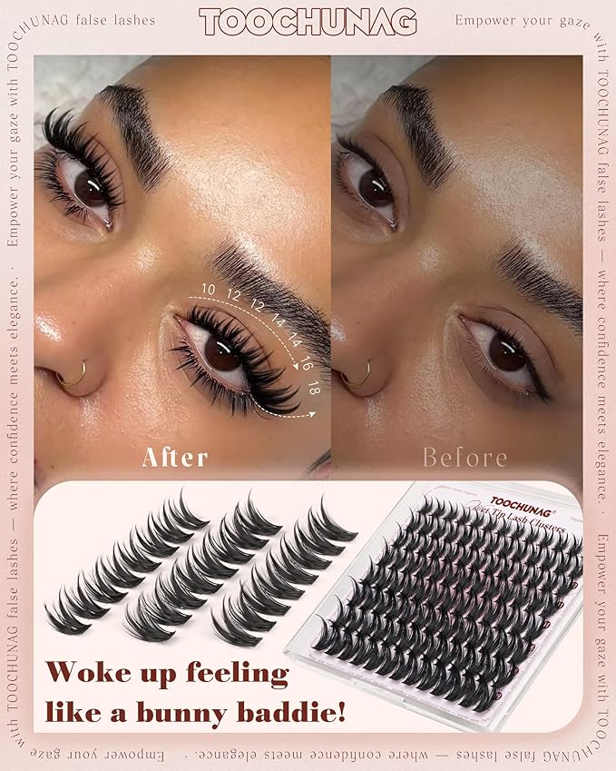 TOOCHUNAG Manga Lash Clusters Bunny Cluster Eyelash Extensions 10-18mm Fairy Spiky False Eyelashes Clusters D Curl Cluster Lashes Individual for Baddie Anime Eye Lash Extension