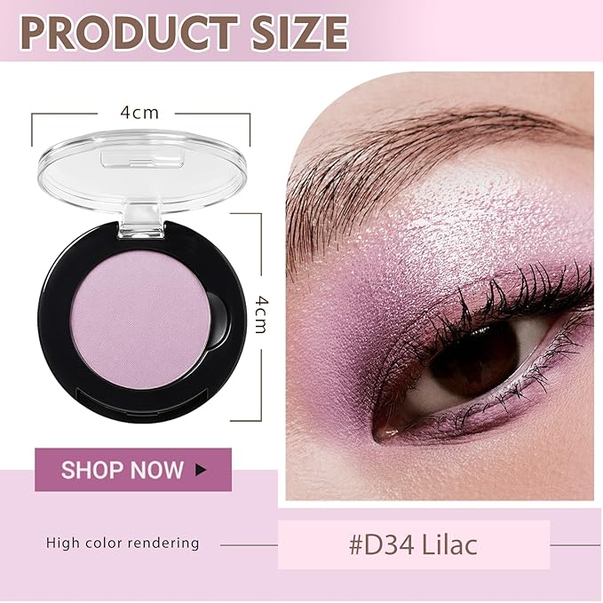 Refillable Eyeshadow Palette - Matte/Glitter/Duo-Chrome Pressed Powder & Cream Formula, Neutral/Shimmer/Smokey Multichrome, Travel-Friendly Iron Pan Refills (Matte, D34)