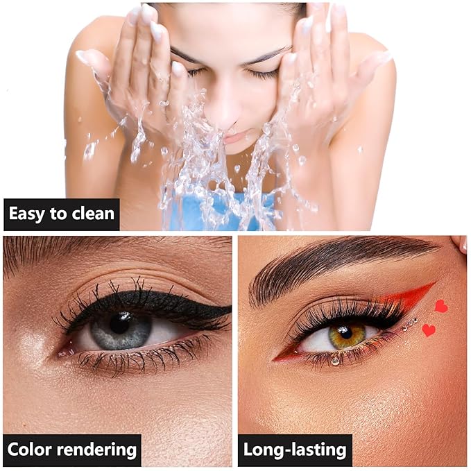 2PCS Red Liquid Eyeliner Stamp, Double-headed Waterproof Red Eyeliner Pencil, Fast-drying Eye Liner Stamp Makeup for Women