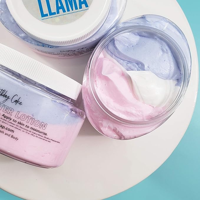 Sunbasil Soap Llama Gifts Whipped Body Butter Lotion Vanilla Birthday Cake Scent 8 oz Jar