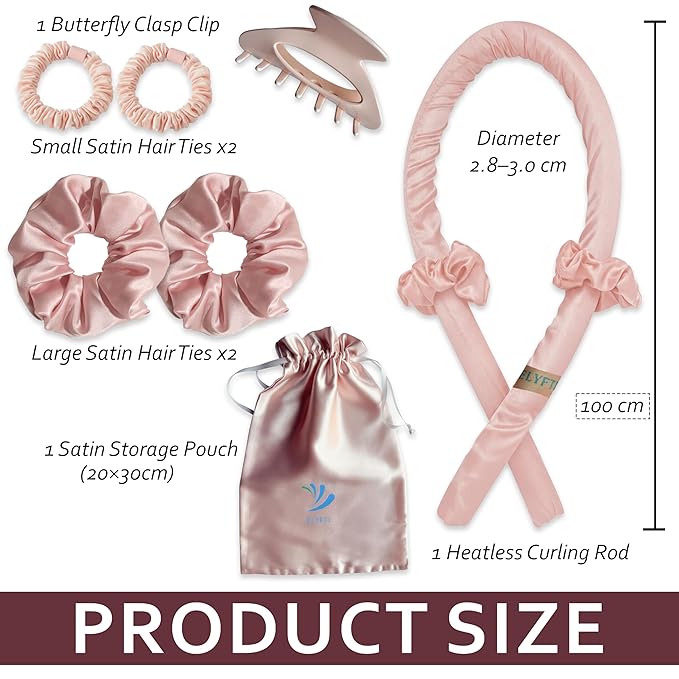 Satin Heatless Curling Set - Soft Curlers to Sleep In, Overnight Heatless Curls for Long Hair, Shoulder Length, Overnight Hair Curlers for Frizz-Free, No Heat Damage Styling, Gift for Teen Girl,Women