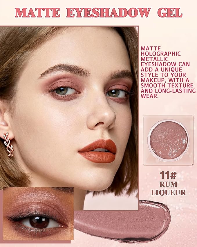 Matte Single Eyeshadow Palette, Brown Creamy Highly Pigmented Eye Shadow, Long-Lasting Blendable Waterproof Eyeshadow, Lightweight Eye Shadow Palette Mother's Day Makeup Gift for Women Girls-11