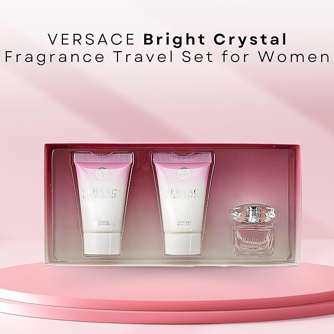 Versace Versace Bright Crystal By Versace for Women - 3 Pc Gift Set 5ml EDT Splash, 2x25ml Shower Gel, Body Lotion
