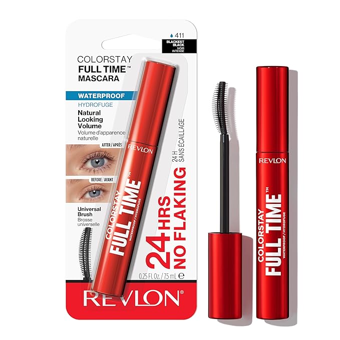 Revlon ColorStay Full Time Mascara, Volumizing Eye Makeup, 24 Hour Wear, Smudge-Proof, Non-Clumping and Flake-Free Formula, 411 Blackest Black, Waterproof