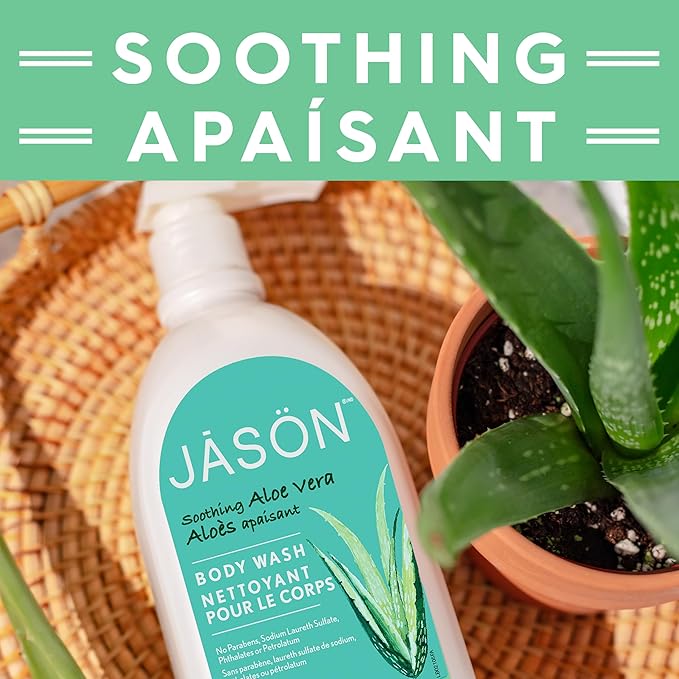 JASON Natural Body Wash & Shower Gel, Soothing Aloe Vera, 30 Oz (Pack of 2)